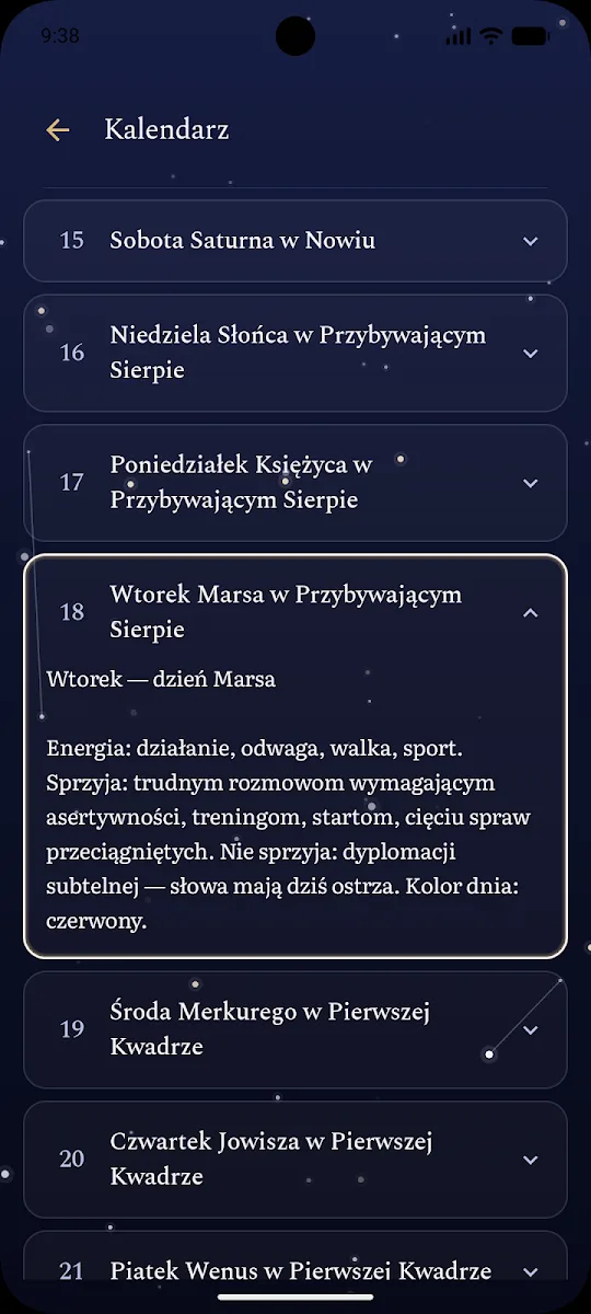 Esoteric calendar with moon phases and weekday rulers